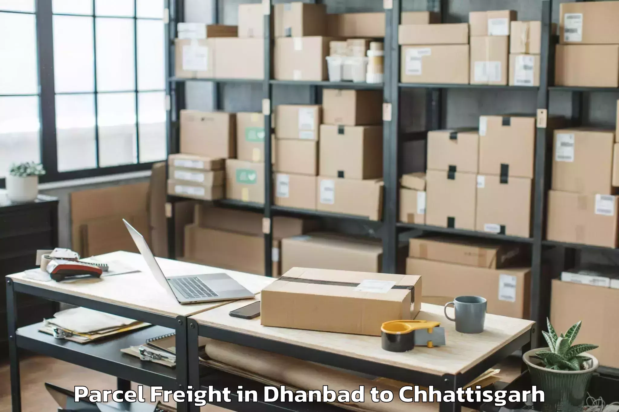 Discover Dhanbad to Sarangarh Parcel Freight